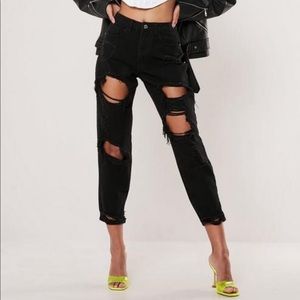 Black riot high rise ripped jeans